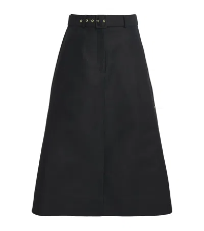 MONCLER COTTON BELTED MIDI SKIRT