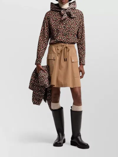 Moncler Cotton Blend A Line Mini Cargo Skirt In Multi