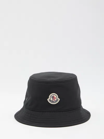 Moncler Cotton Blend Bucket Hat In Black