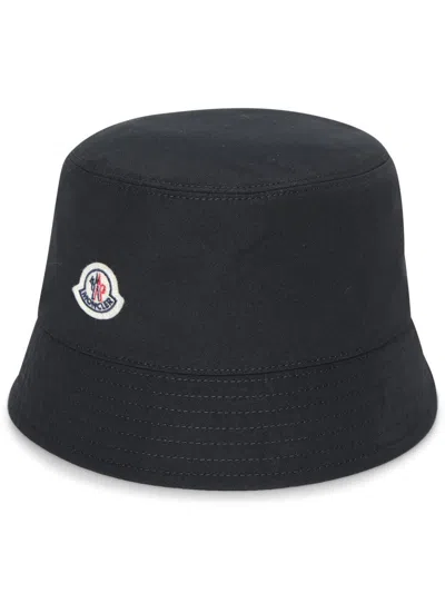 Moncler Cotton Blend Bucket Hat Accessories In Black