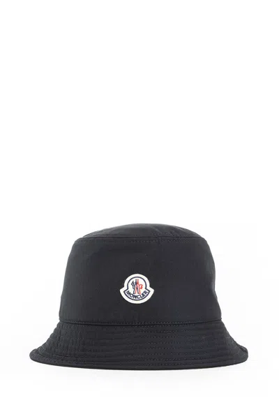 Moncler Cotton Blend Bucket Hat In Black