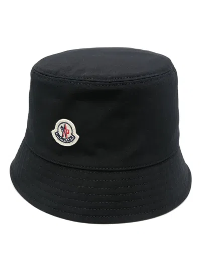 Moncler Cotton Blend Bucket Hat In Black