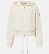 Moncler Ivory Zip-up Hoodie With Knit Details In White