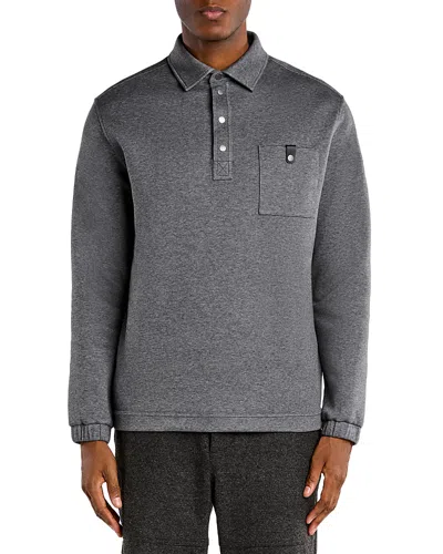 Moncler Cotton Blend Chest Pocket Polo Shirt In Gray