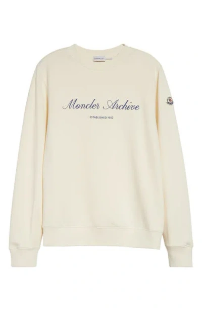 Moncler Cotton Blend Crewneck Sweatshirt In White