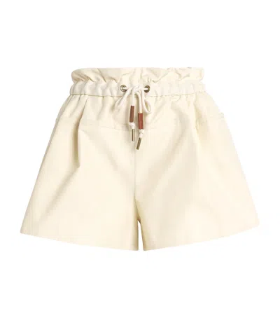 Moncler Cotton-blend Drawstring Shorts In White