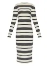 Moncler Stripe Long-sleeve Midi Dress In White