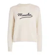 Moncler Embroidered Logo Crop Crewneck Sweater In Gray