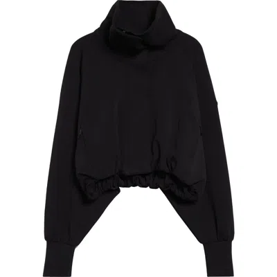 Moncler Cotton Blend Fleece Crop Jacket In Black
