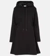 Moncler Stitched Logo Hooded Mini Dress In Black