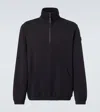 Moncler Logo-appliquéd Cotton-blend Jersey Half-zip Sweatshirt In Blue