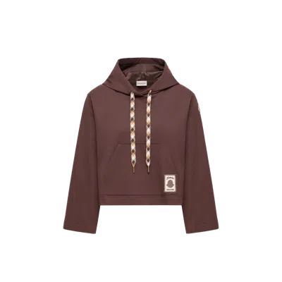 Moncler Cotton Blend Hooded Sweatshirt In Brown