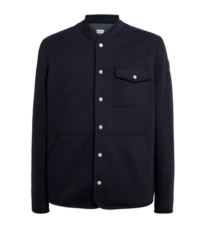 Moncler Cotton-blend Jersey Bandelier Jacket In Blue