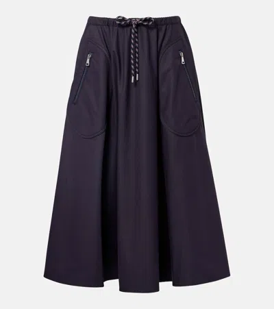 Moncler Skirt Elastic Waistband Zipper Pockets Design In Black