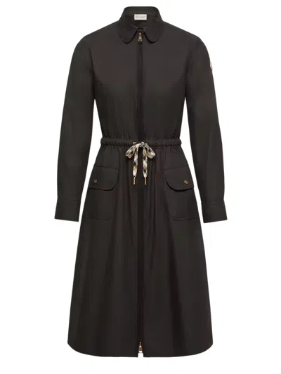 Moncler Cotton Blend Knee-length Dress In Black