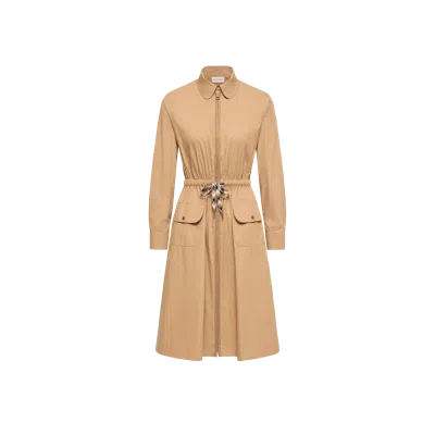 Moncler Cotton Blend Knee-length Dress In Brown