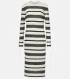 Moncler Stripe Long-sleeve Midi Dress In Black