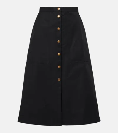 Moncler Cotton-blend Midi Skirt In Black