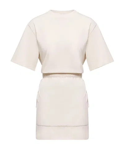 Moncler Cotton Blend Mini T-shirt Dress In White