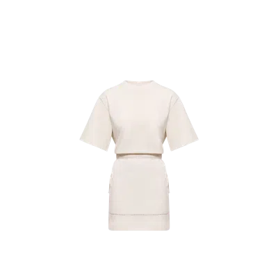 Moncler Mini- Robe T-shirt En Coton Mélangé, Femme, Blanc, Taille: Xs In White