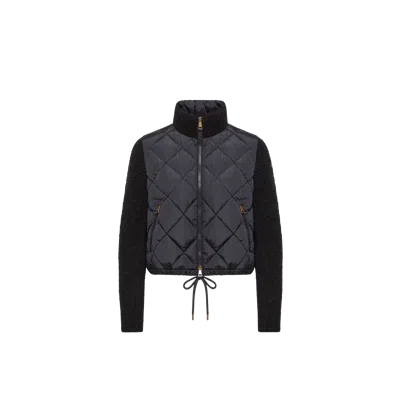Moncler Cotton Blend Padded Zip-up Cardigan, Women, Blue, Size: Xs In Black