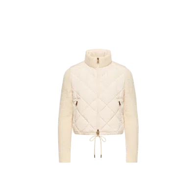 Moncler Cotton Blend Padded Zip-up Cardigan, Women, White, Size: Xs In Neutral