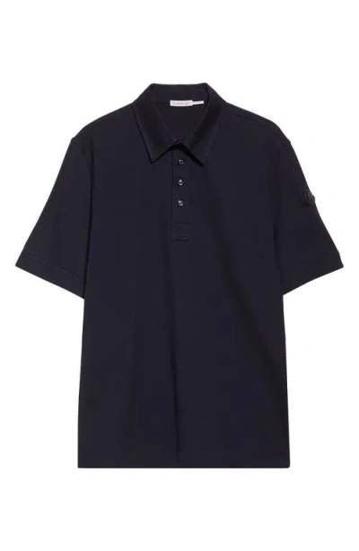 Moncler Cotton Blend Polo In Blue