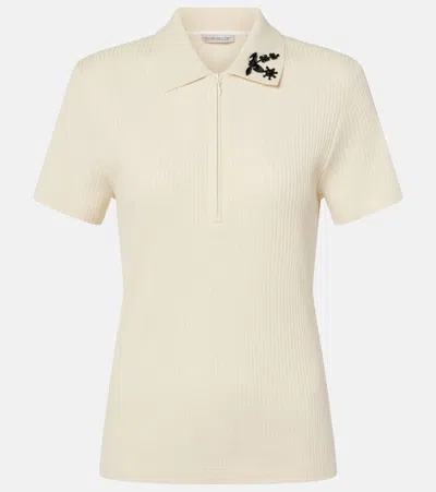 Moncler Cotton-blend Polo Sweater In Neutrals