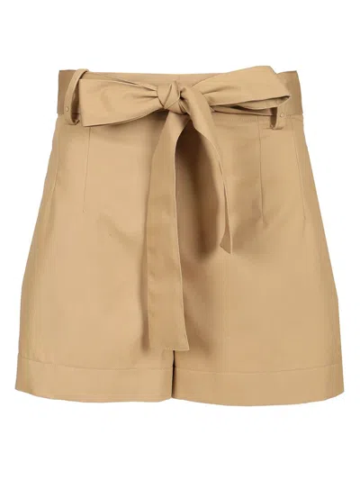 Moncler Cotton Blend Shorts Trousers Beige In Brown