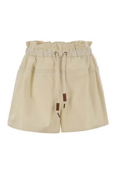 Moncler Cotton-blend Shorts In Neutral