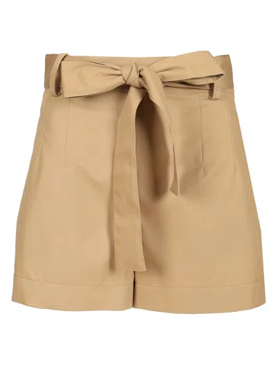 Moncler Cotton Blend Shorts Trousers Beige In Brown