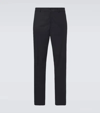 Moncler Cotton-blend Straight Pants In Black