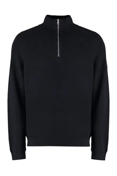 Moncler Cotton Blend Sweater In Blue