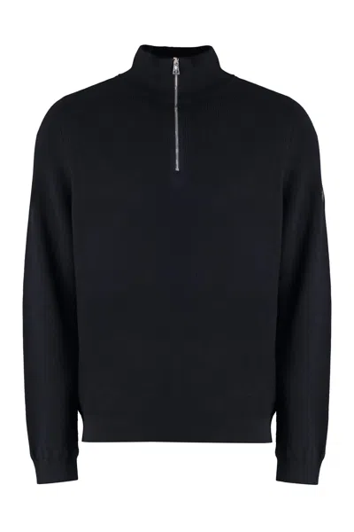Moncler Cotton Blend Sweater In Nero