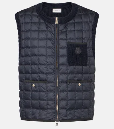 Moncler Cotton-blend Down Sweater Vest In Black