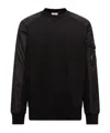 Moncler Mens Black Logo-patch Contrast-sleeve Cotton-blend Sweatshirt In Black