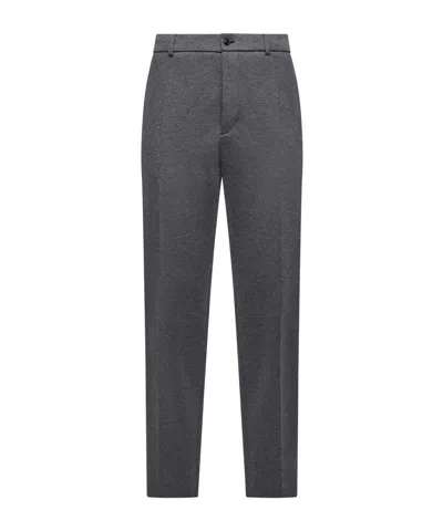 Moncler Cotton Blend Tailored Trousers In Gray