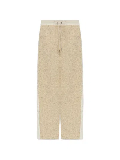 Moncler Cotton Blend Trousers In Neutral
