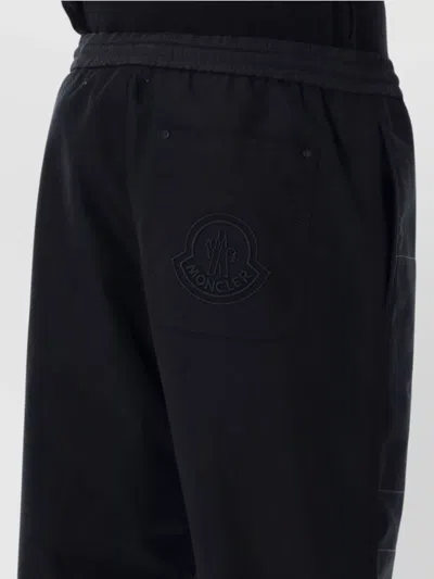 Moncler Cotton Blend Trousers Elastic Waistband In Black
