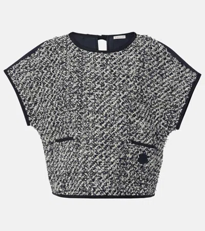 Moncler Cotton-blend Tweed Satin Top In 0
