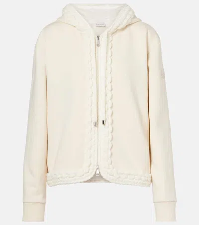 Moncler Cotton-blend Zip-up Cardigan In Neutral