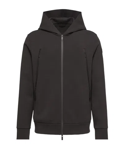 Moncler Cotton Blend Zip-up Hoodie In Gray