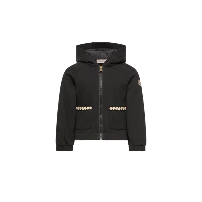 Moncler Kids' Cotton Blend Zip-up Hoodie, Girls, Black, Size: 14y