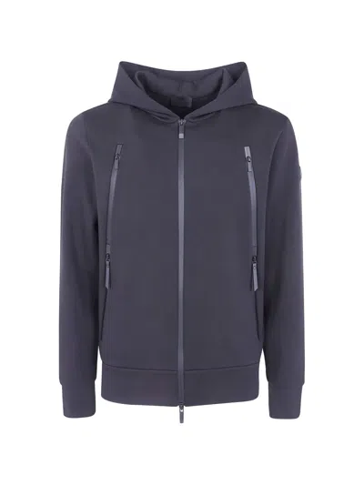Moncler Hooded Zip Cardigan Jacket Regular Fit In Blue