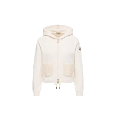 Moncler Cotton Blend Zip-up Sweatshirt In White