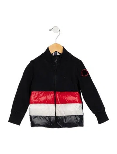 Pre-owned Moncler Babies' Cotton Blue And Multicolor Patterned Casual Jacket With Zip Closure