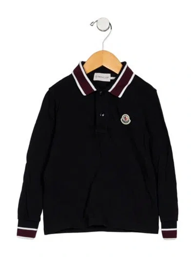 Pre-owned Moncler Babies' Cotton Blue And Multicolor Patterned Long Sleeve Polo Shirt With Button Closure