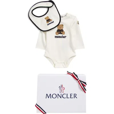 Moncler Kids'  Cotton Bodysuit & Bib Set In Multi