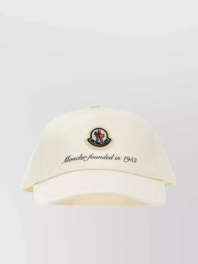 Moncler Cotton Cap With Curved Brim And Stitched Panels In White