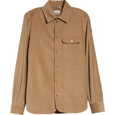 Moncler Cotton Corduroy Snap-up Shirt In Brown